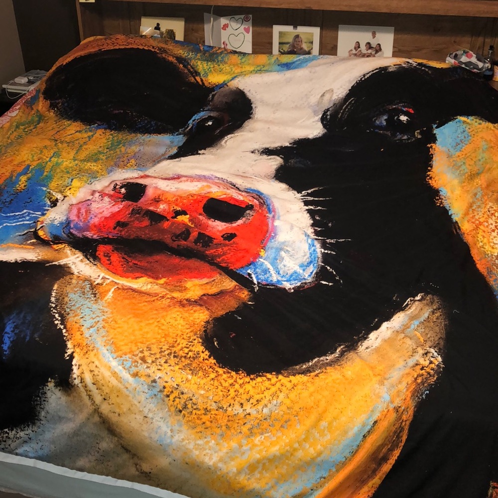 Oil pastel painting Duvet cover